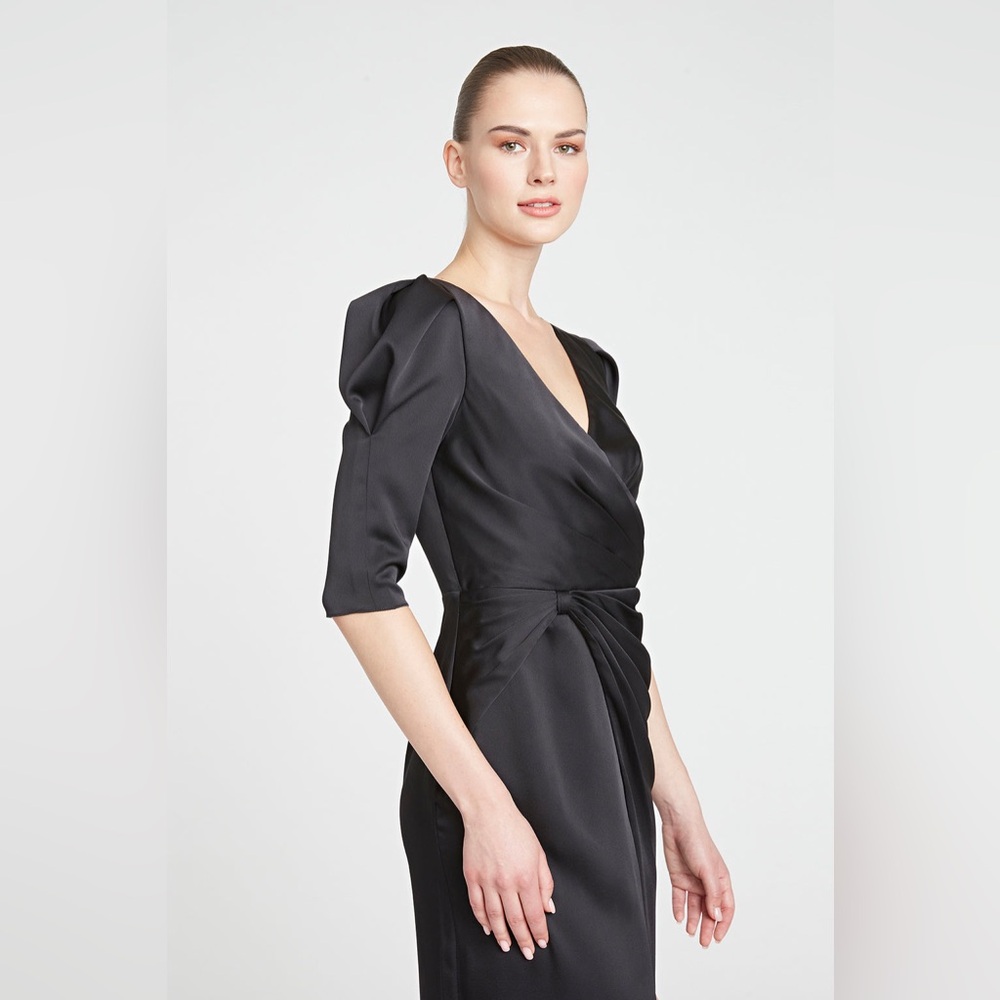 Theia Black Midi cocktail Dress - Picture 4 of 15